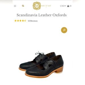 Balielf Handmade leather black oxfords. Size 8.5. Worn once. Like new condition.